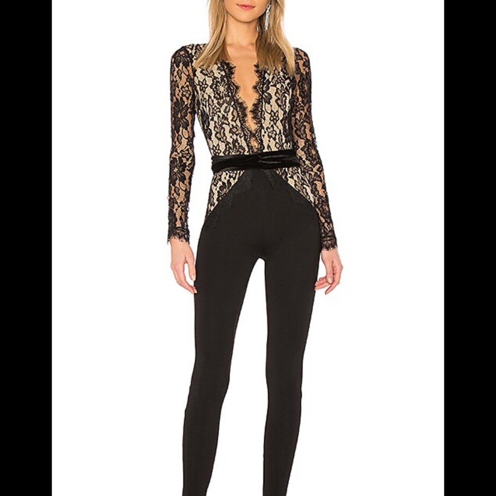 Michael Costello x Revolve Black Lace Jumpsuit